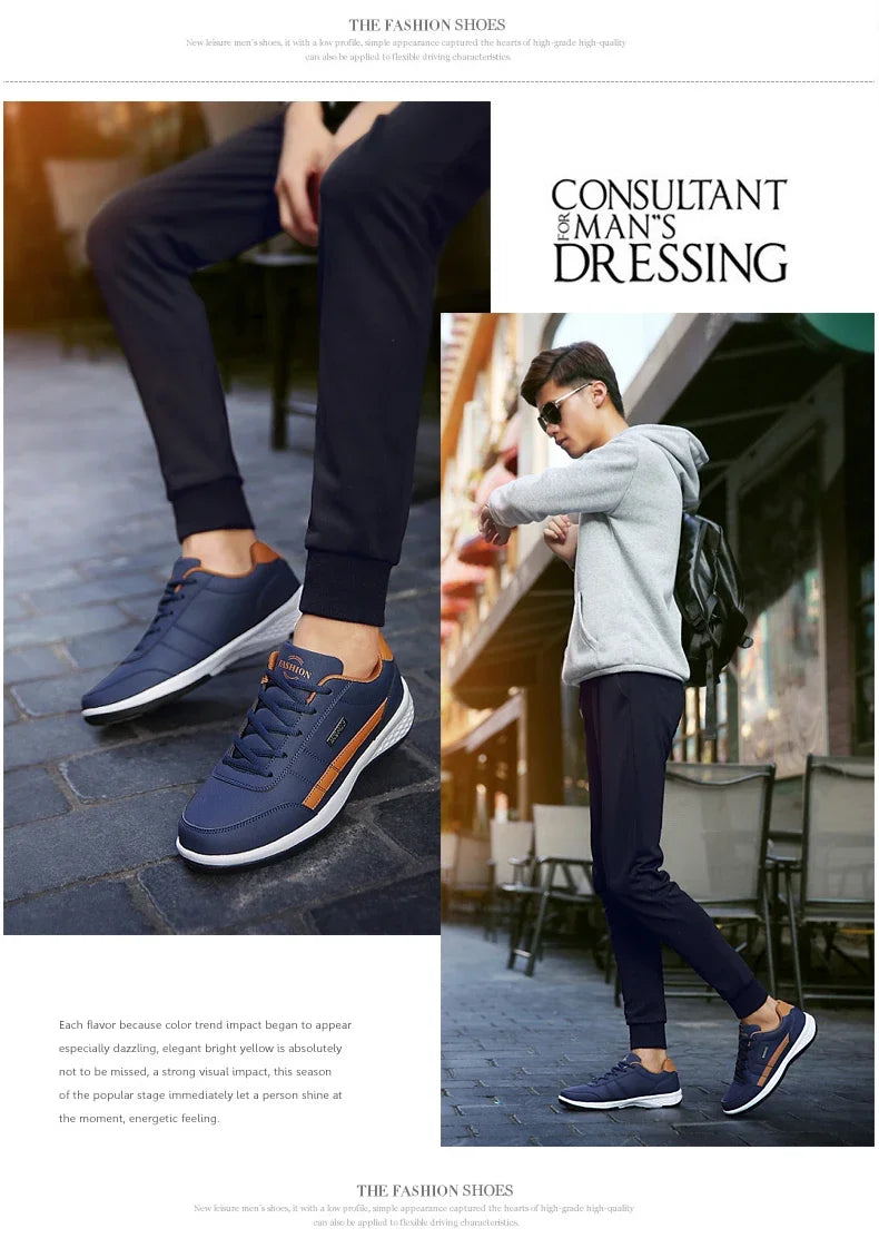 MAEDEF Shoes for Men Leather Sneaker Waterproof Casual Comfortable Men's Sneaker Lace Up Footwear Vulcanized Man Shoe Masculino
