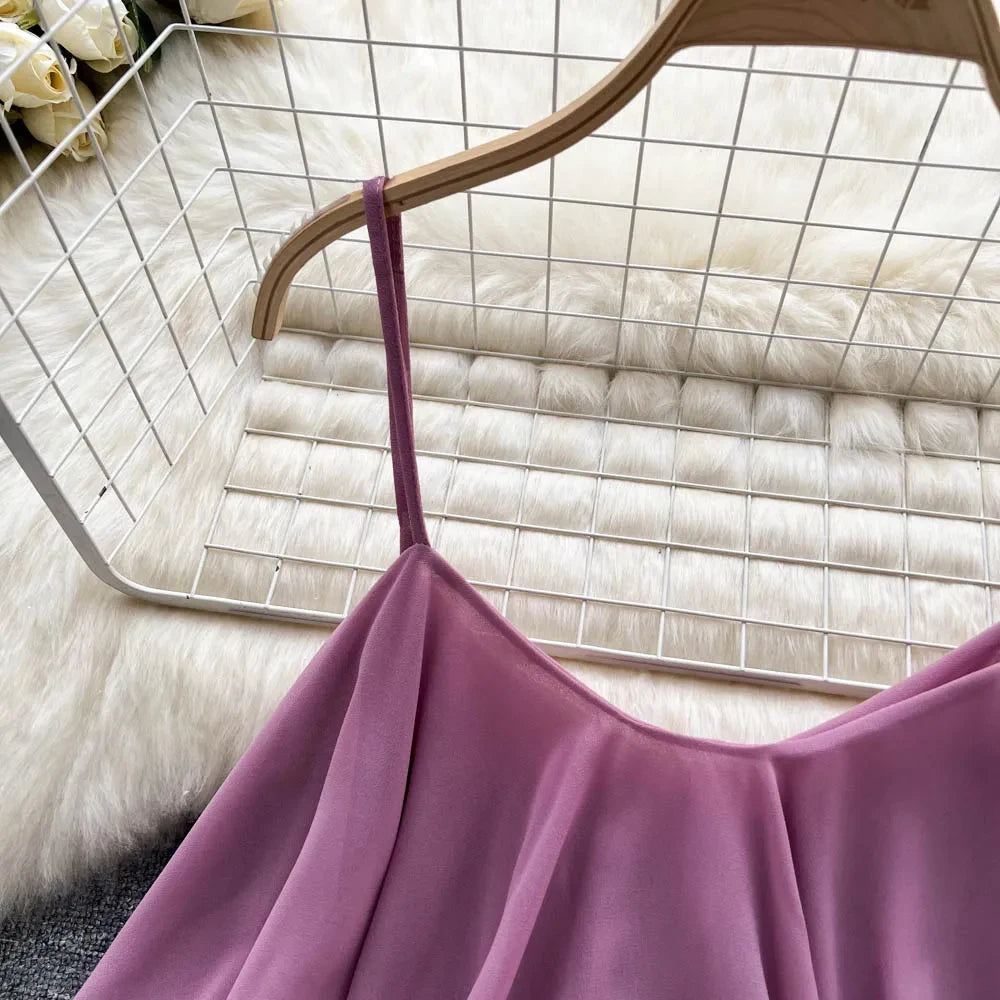 New Summer Spaghetti Straps Ruffle Sleeveless Tanks and Camis Korean Corset Crop Tops Solid Tank Camisoles Women Clothes Y2k