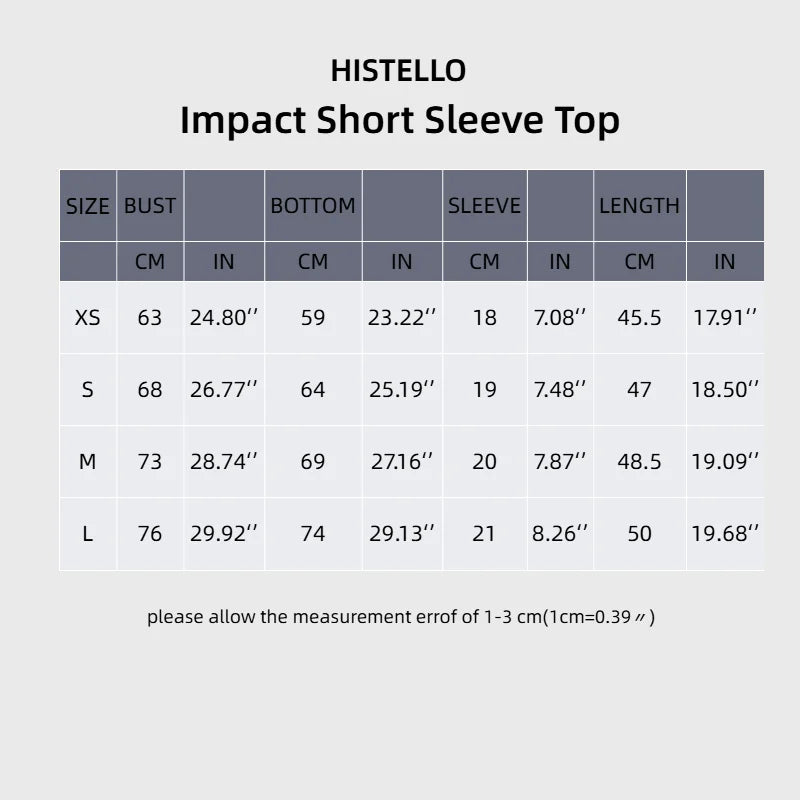HISTELLO Impact Short Sleeve Top Women Gym Yoga Top Workout Clothes Sports T Shirt Fitness Activewear Running Tight Tops