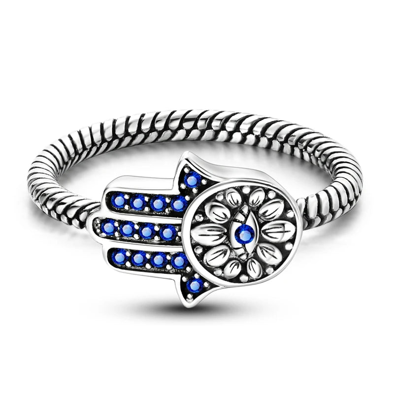 Women Silver Finger Rings for Women Original 925 Sterling Silver Cocktail Ring Geometric Cubic Zircon Heart Wedding Jewelry