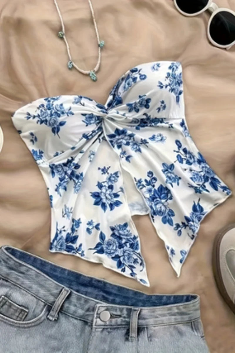 Ladies' fashionable off shoulder one neck strapless top