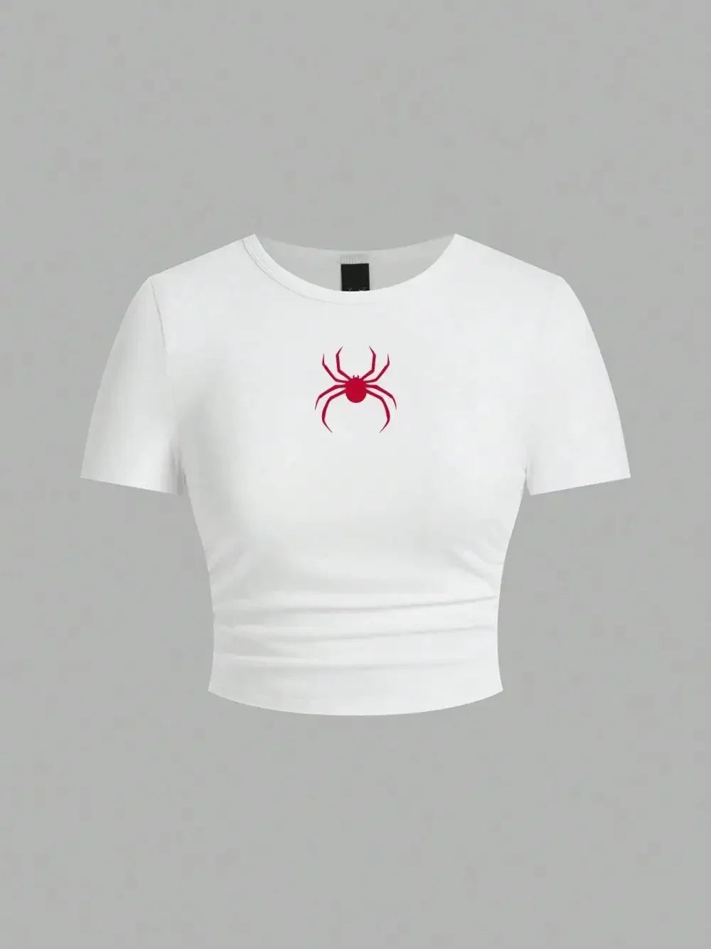 Simple Red Spider Printing Crop Tops Summer Street Fashion Women's Slim-fit T-Shirt Comfortable Soft High Elastic Female Clothes