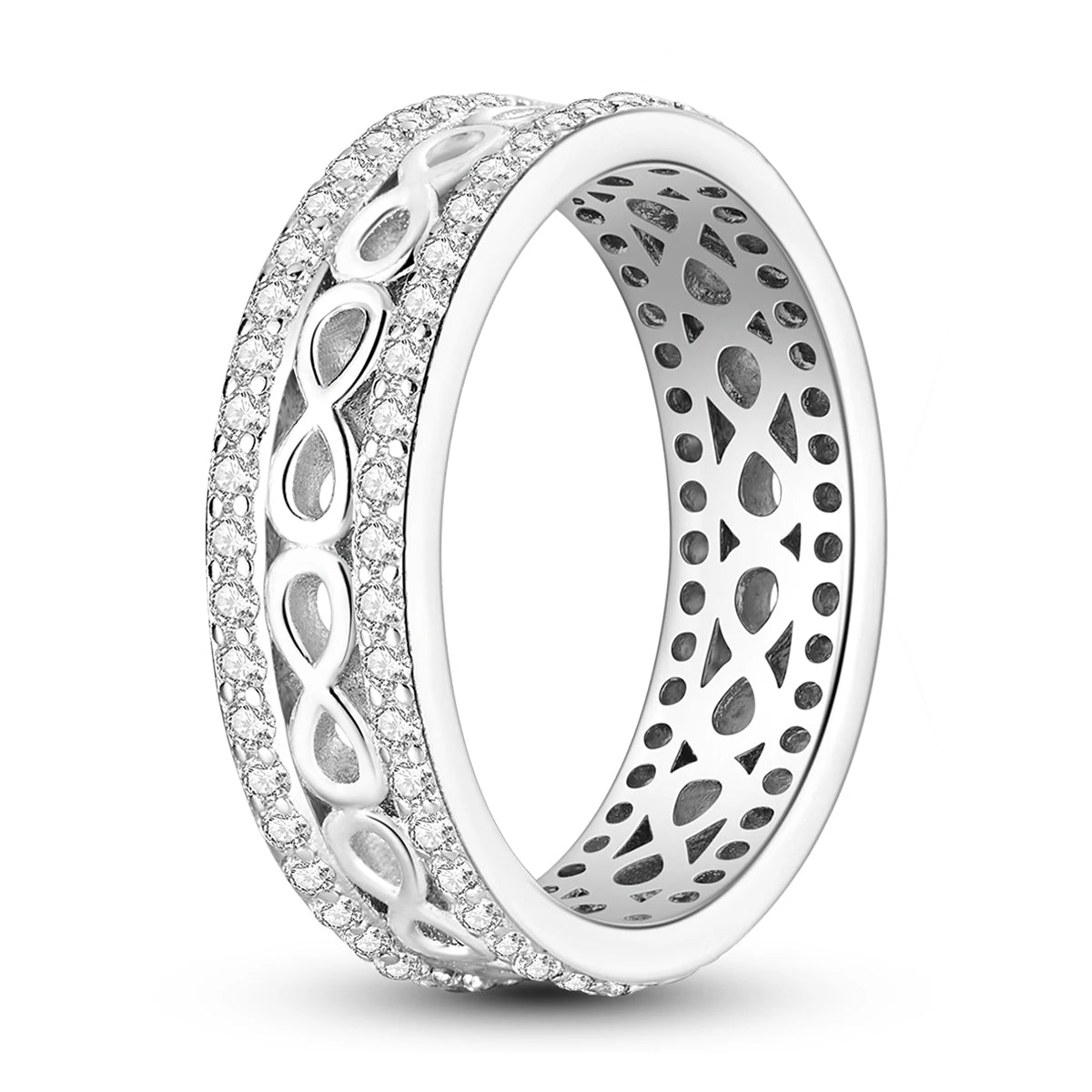Women Silver Finger Rings for Women Original 925 Sterling Silver Cocktail Ring Geometric Cubic Zircon Heart Wedding Jewelry