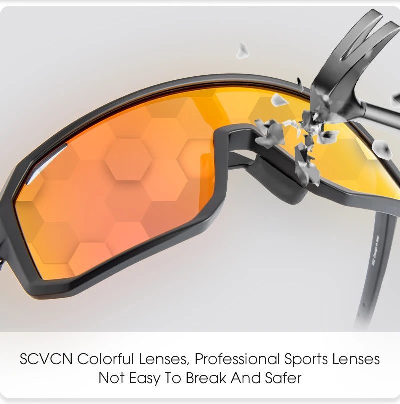 SCVCN New Cycling Glasses Bike Sunglasses Men UV400 Eyewear Outdoor Sports MTB Goggles Bicycle Women Riding Hiking Sunglasses