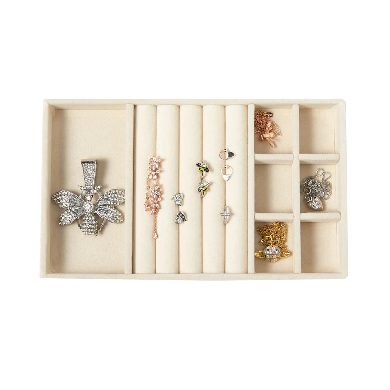Plush jewelry storage tray, detachable tray, earrings, earrings, rings, necklaces, storage tray, drawer, partition tray