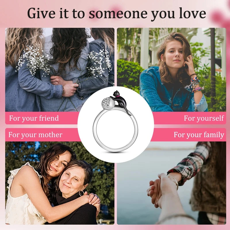 Women Silver Finger Rings for Women Original 925 Sterling Silver Cocktail Ring Geometric Cubic Zircon Heart Wedding Jewelry