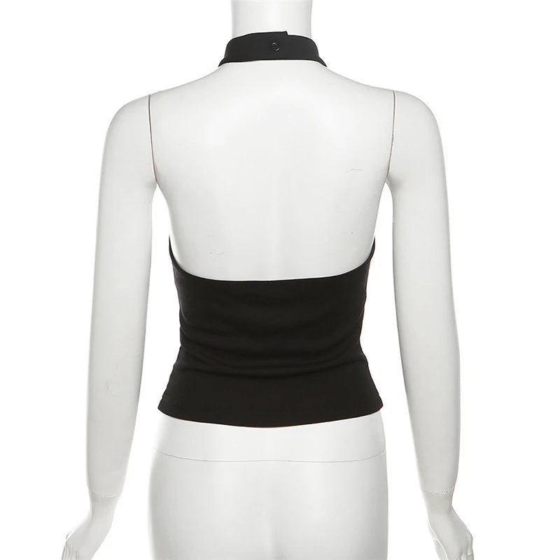 Solid Color Simple Casual All-match Cool Confident Sexy Beautiful High Street Summer Travel Women's Thin Halter Vest