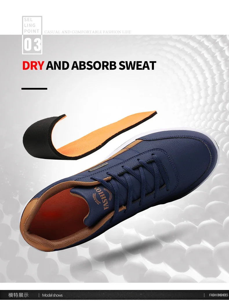 MAEDEF Shoes for Men Leather Sneaker Waterproof Casual Comfortable Men's Sneaker Lace Up Footwear Vulcanized Man Shoe Masculino