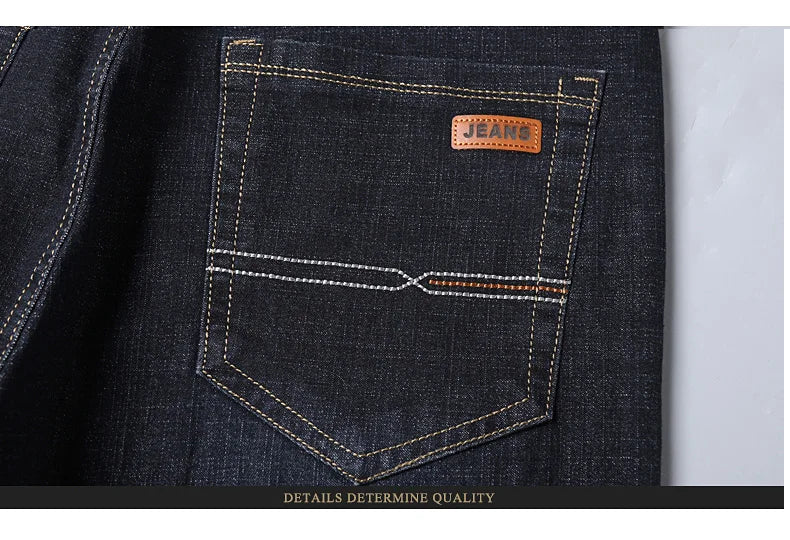 Men's Soft Straight Denim Pants 2025 Autumn Classic Business Black Biker Jeans Overalls Masculino Pantalone Hombre Mannen Homme