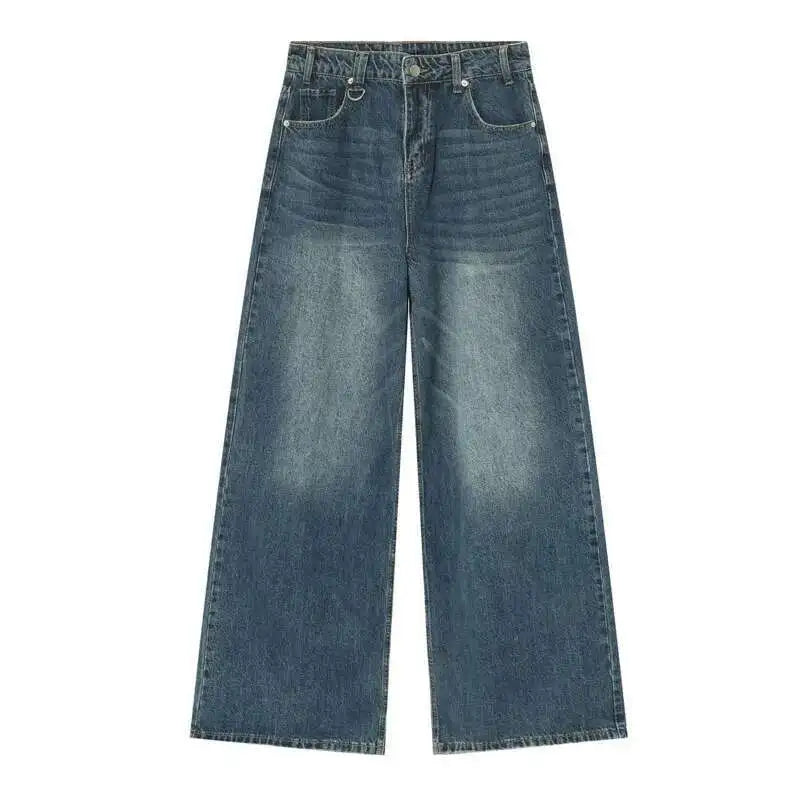 IEFB Vintage Camouflage Men's Jeans Fashion Washed Casual Wide Leg Denim Pants Autumn Winter Loose Male Trousers Old Blue 9C354