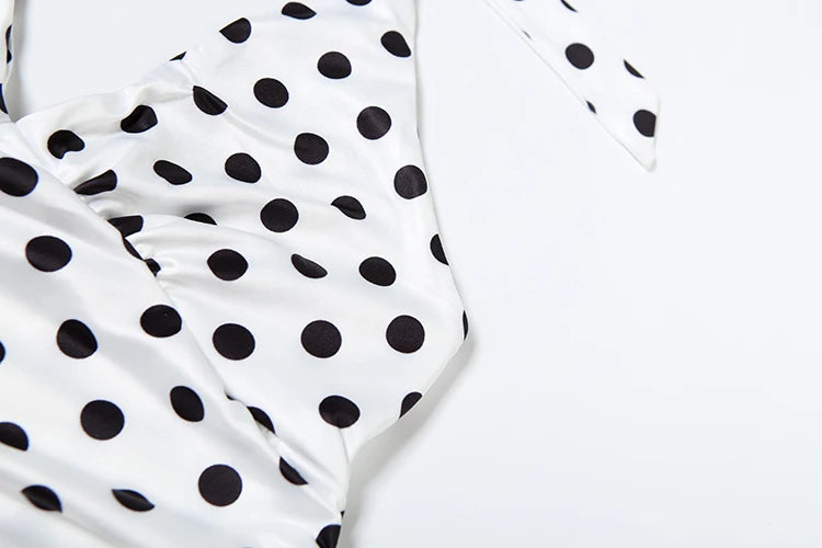 Weird Puss Polka Dot Print Vest Women Y2K Lace-Up Backless Halter v-Neck Skinny Summer Trend Daily  Street Basic Chic Tank Tops